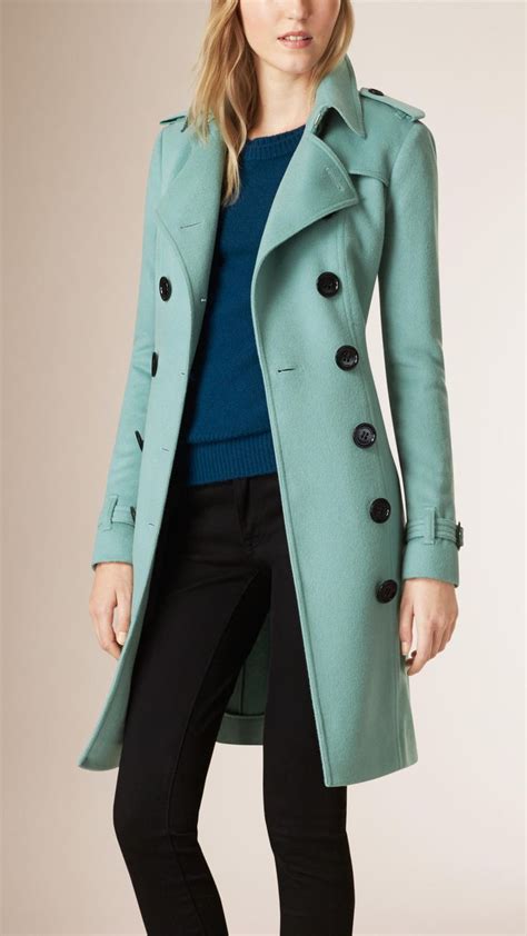 burberry sandringham wool coat dusty mint|Burberry Sandringham Cashmere Trench Coat .